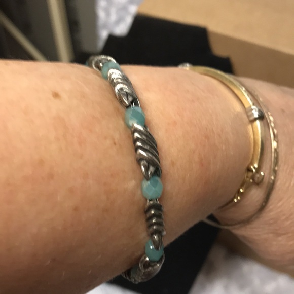 Woven metal Artesian bracelets BOHO with glass stones beautiful metal set of 2 - Picture 15 of 15